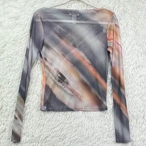 Caution to the Wind Sheer Mesh Abstract Top S/M